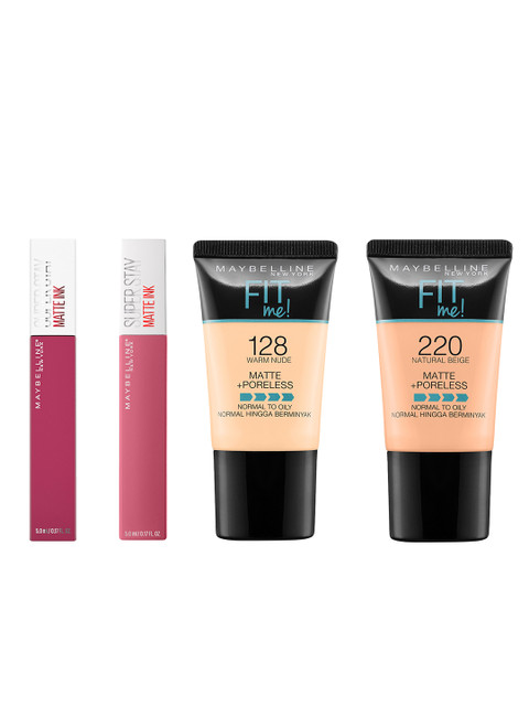 

Maybelline New York Super Stay Liquid Lipstick & Fit Me Matte Liquid Foundation, Pink