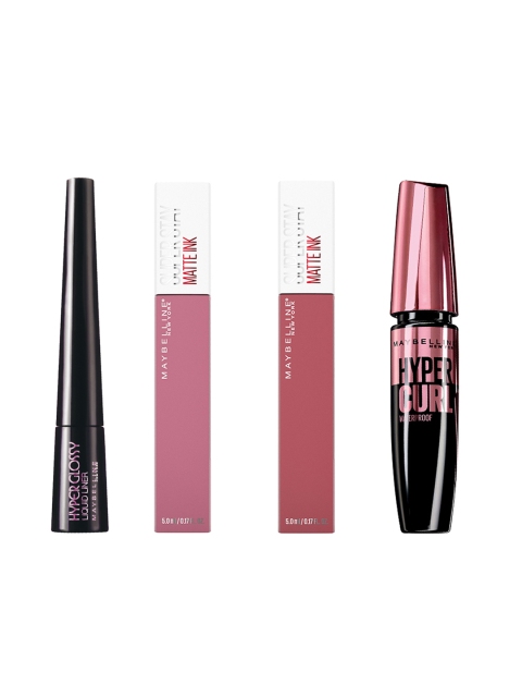 

Maybelline New York Set Of Liquid Liner- Waterproof Mascara- Matte Ink Liquid Lipstick, Pink