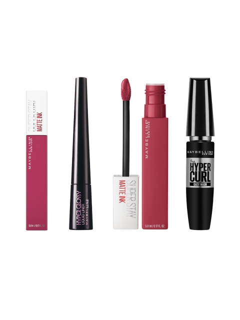 

Maybelline New York Set Of Liquid Liner- Washable Mascara- Matte Ink Liquid Lipstick, Red