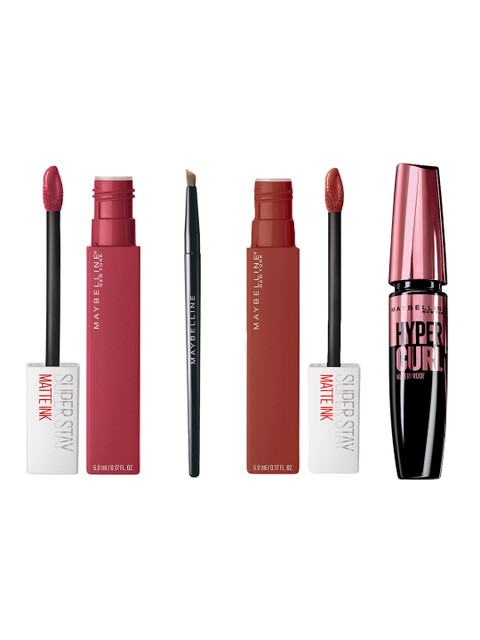 

Maybelline New York Set Of Gel Eyeliner- Waterproof Mascara- Matte Ink Liquid Lipstick, Red