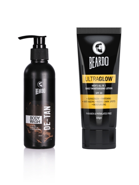 

BEARDO Set Of De-tan Body Wash & Ultraglow Moisturising Body Lotion With SPF 30, Black