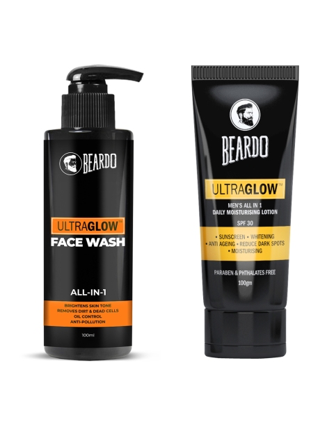 

BEARDO Set Of Ultraglow Moisturising Body Lotion with SPF 30 & All-in-1 Face Wash, Black