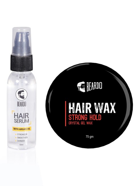 

BEARDO Men Set of Strong Hold Hair Wax & Argan Oil Serum, Brown