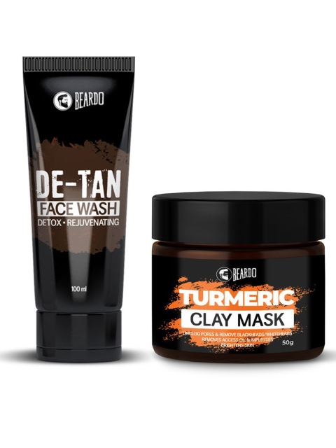 

BEARDO Men Set of De-Tan Face Wash & Turmeric Face Mask, Black