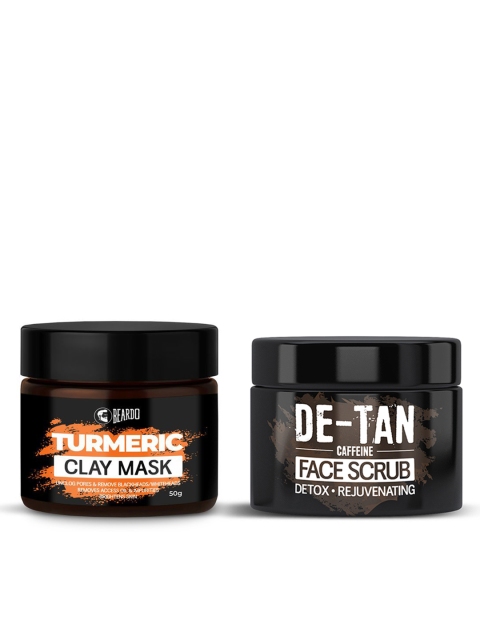 

BEARDO Men Set of Turmeric Face Mask & De-Tan Face Scrub, Black