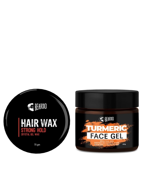 

BEARDO Men Set of Turmeric Face Gel & Strong Hold Hair Wax, Black
