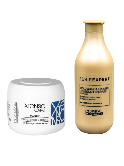 

L'Oreal Professionnel Gold Quinoa & Protein Repair Shampoo & Xtenso Care Masque, White