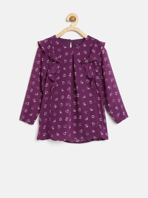 

Allen Solly Junior Girls Purple Polyester Printed Top