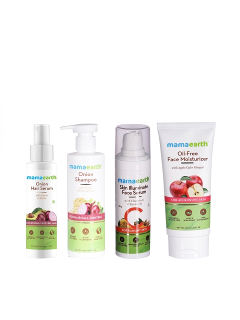 

Mamaearth Unisex Set of Shampoo, Face Moisturiser, Hair & Face Serums, White