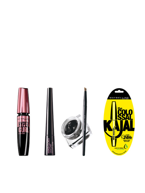 

Maybelline New York Set Of Hypercurl Mascara - Glossy Liquid Liner - Kajal - Gel Eyeliner, Black