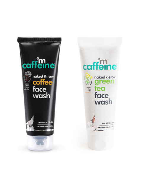 

MCaffeine Set Of Naked & Raw Coffee Face Wash & Green Tea Face Wash, Black
