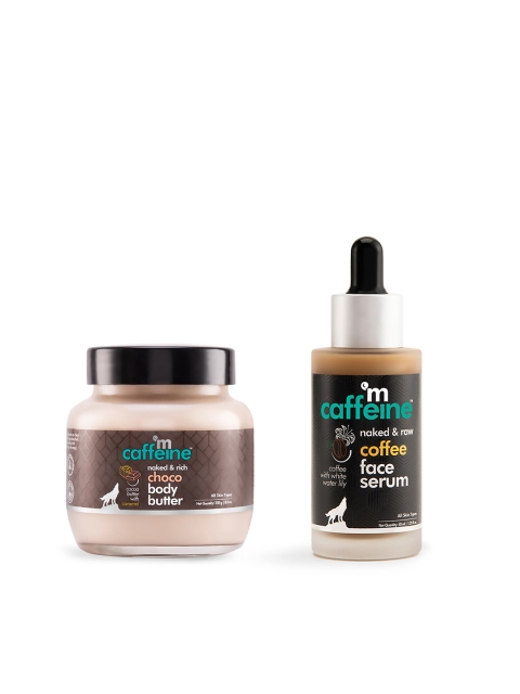 

MCaffeine Set Of Naked & Rich Choco Body Butter & Naked & Raw Coffee Face Serum, Brown