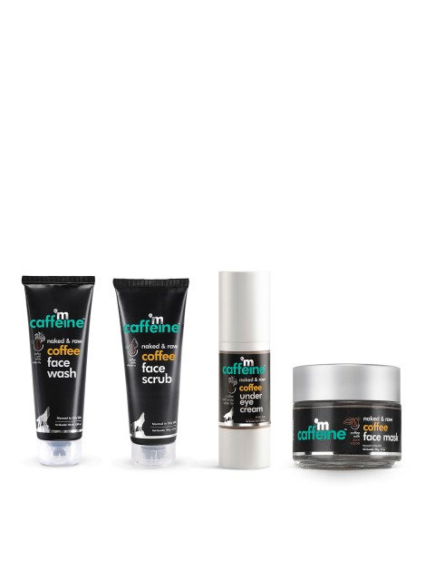 

MCaffeine Naked & Raw Set Of Face Scrub- Face Mask-Face Wash-Under Eye Cream, Brown