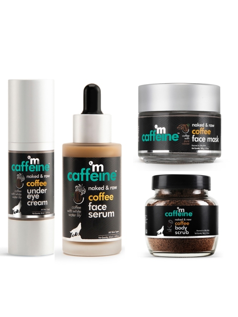 

MCaffeine Naked & Raw Set Of Face Mask-Body Scrub-Under Eye Cream-Face Serum, Brown