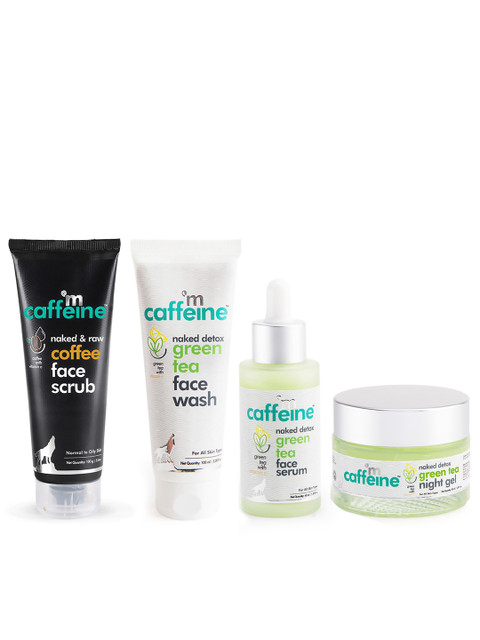 

MCaffeine Set Of Face Serum-Night Gel- Coffee Face Scrub-Face Wash, White