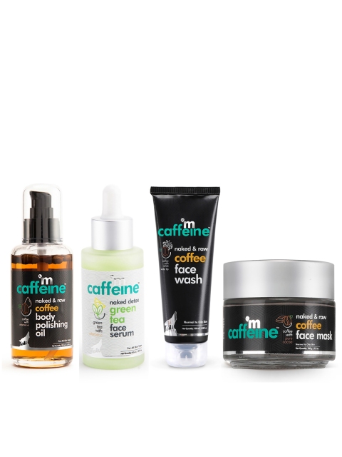 

MCaffeine Naked Sustainable Set Of Face Mask- Face Serum- Face Wash-Body Polishing Oil, White