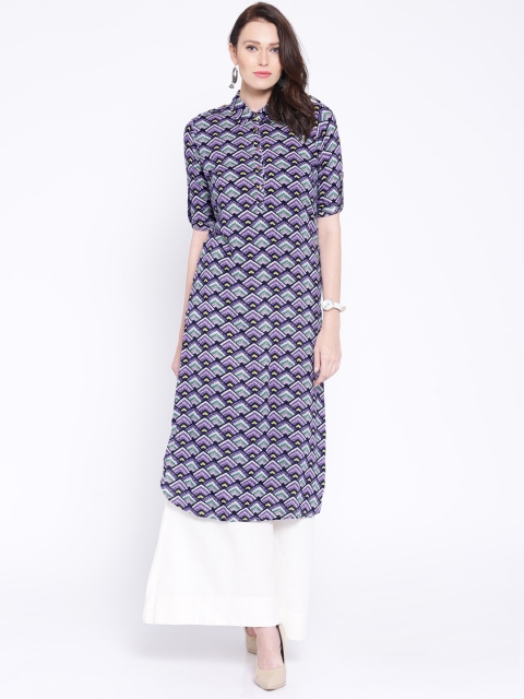 

Anouk Purple Printed Pathani Kurta