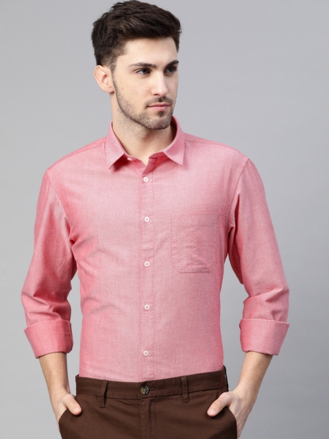 

Indian Terrain Men Pink Solid Pure Cotton Slim Fit Casual Shirt