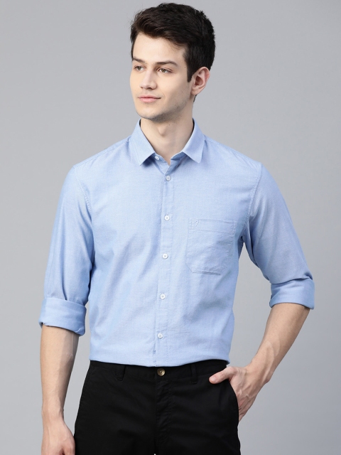 

Indian Terrain Men Blue Solid Pure Cotton Slim Fit Formal Shirt