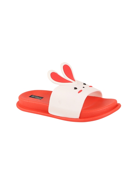 

Shoetopia Girls White & Red Printed Sliders