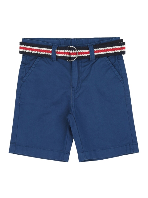 

Ed-a-Mamma Boys Navy Blue Solid Mid-Rise Regular Sustainable Shorts With Belt