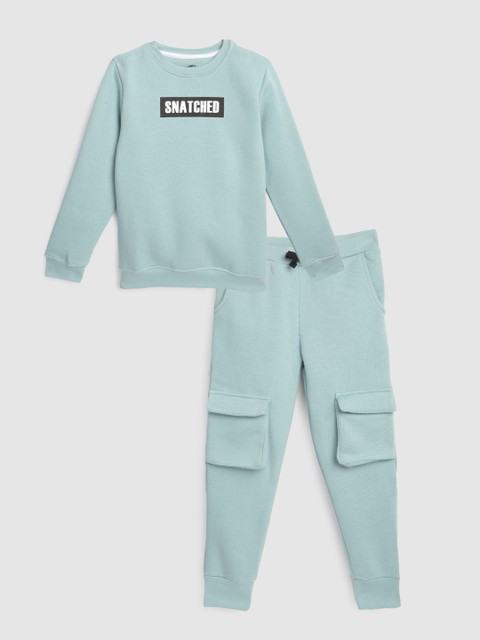 

YK Boys Sea Green & Black Typography Print Sweatshirt with Pyjama