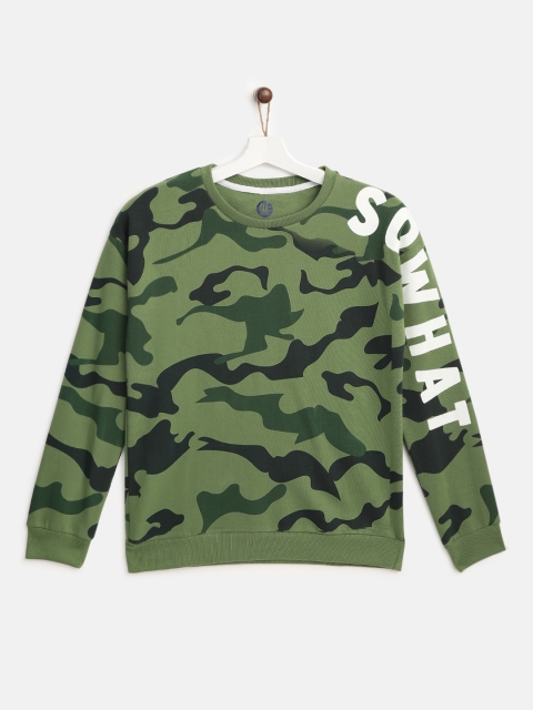 

YK Boys Olive Green & White Camouflage Printed Sweatshirt