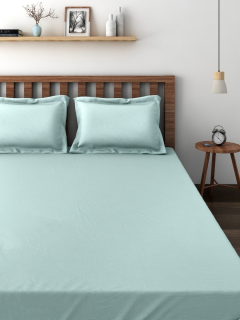 

BOMBAY DYEING Sea Green Cotton 180 TC Fine Double Bedsheet with 2 Pillow Covers