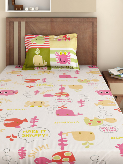 

BOMBAY DYEING Off-White Cotton 144 TC Single Bedsheet with 1 Pillow Cover