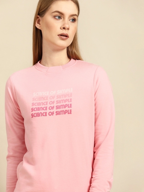 

ether Women Pink Typographic Print Sweatshirt