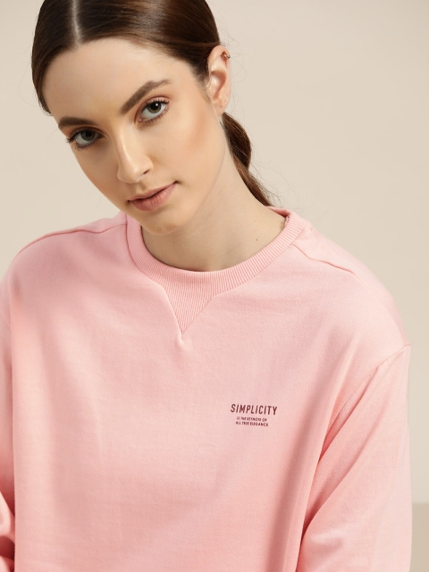 

ether Women Pink Solid Sweatshirt