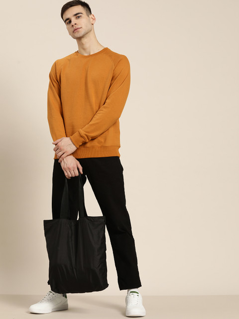 

ether Men Mustard Brown Solid Sweatshirt