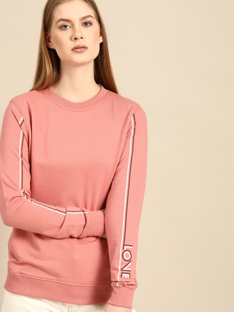 

ether Women Pink Solid Sweatshirt