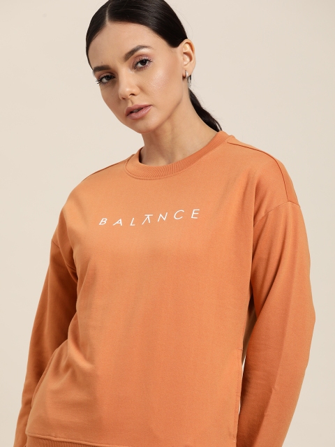 

ether Women Peach-Coloured Typography Printed Sweatshirt