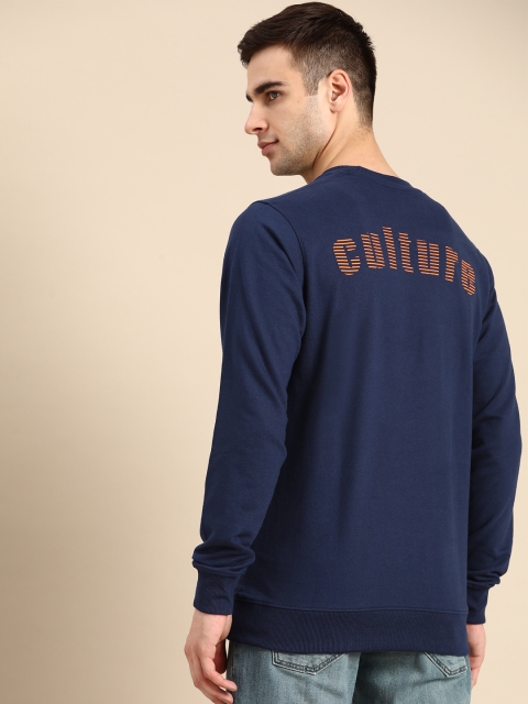 

ether Men Navy Blue Back Print Sweatshirt