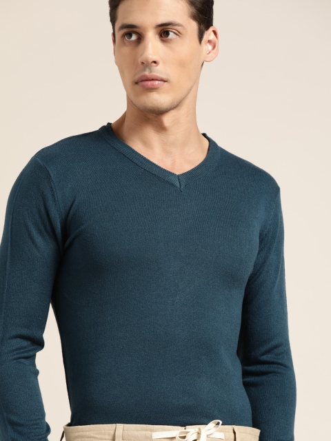 

ether Men Teal Green Solid Pullover