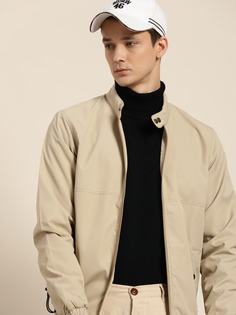 

ether Men Beige Solid Tailored Jacket