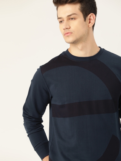 

ether Men Navy Blue Brand Logo Print Sweatshirt