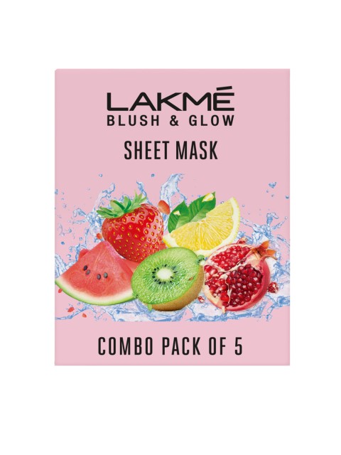 

Lakme Set of 5 Blush and Glow Sheet Mask, Pink