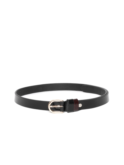 

Mast & Harbour Women Black Snakeskin Textured Leather Belt