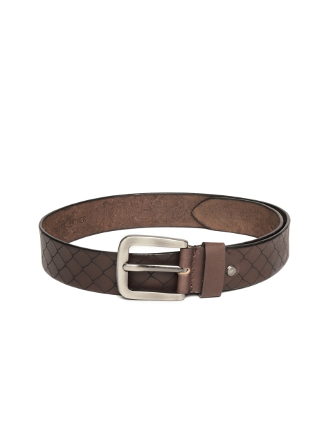 

WROGN Men Coffee Brown Snakeskin Textured Leather Belt