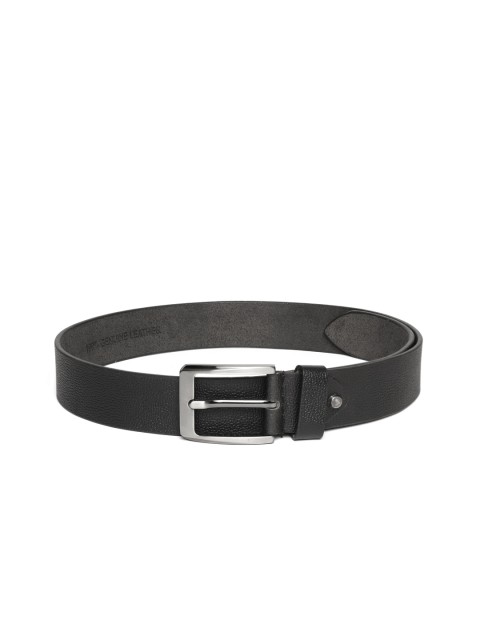 

WROGN Men Black Grainy Textured Leather Belt
