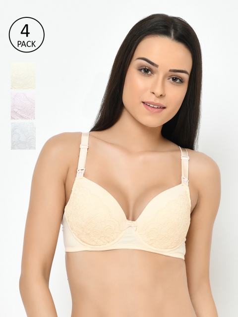 

Cosmo Lady Pack Of 4 White & Beige Underwired Lightly Padded Maternity Bras LB8C07