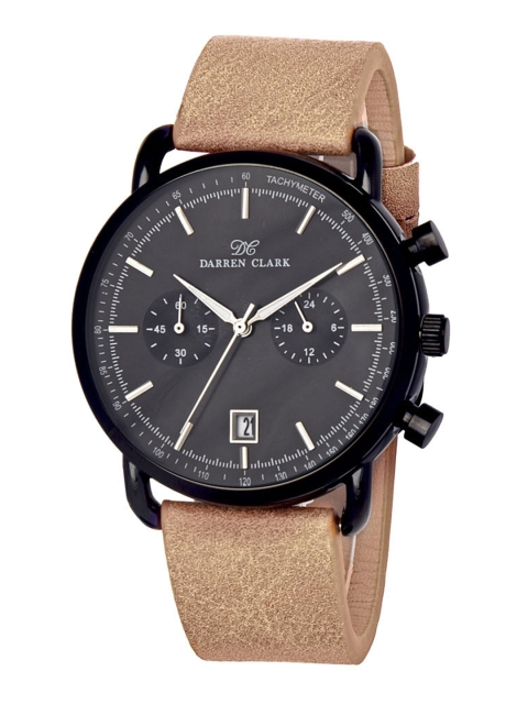 

DARREN CLARK Men Black Leather Analogue Watch 11016-NLD-15
