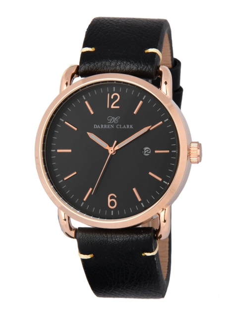 

DARREN CLARK Men Black Leather Analogue Watch 11020-WLD-03