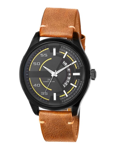 

DARREN CLARK Men Black Leather Analogue Watch 11015-NLD-14