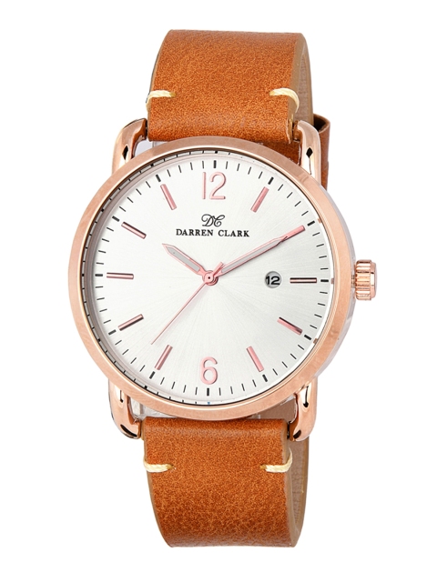 

DARREN CLARK Men Silver-Toned Leather Analogue Watch 11020-WLD-20