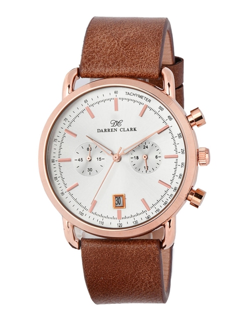 

DARREN CLARK Men Silver-Toned Leather Analogue Watch 11016-WLD-02