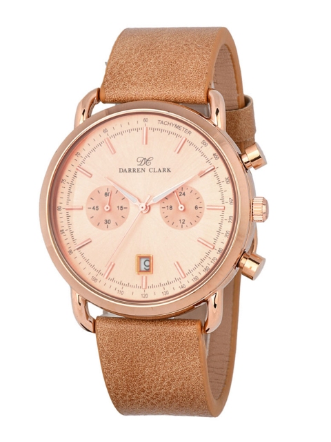 

DARREN CLARK Men Rose Gold-Toned Leather Analogue Watch 11016-WLD-06