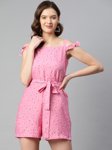 

SIRIKIT Pink & White Floral Printed Playsuit